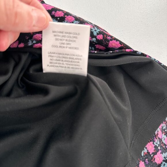 City Triangles Black Pink Floral Mini Dress Puff Sleeves Size L Ruffle Milkmaid - Picture 6 of 11